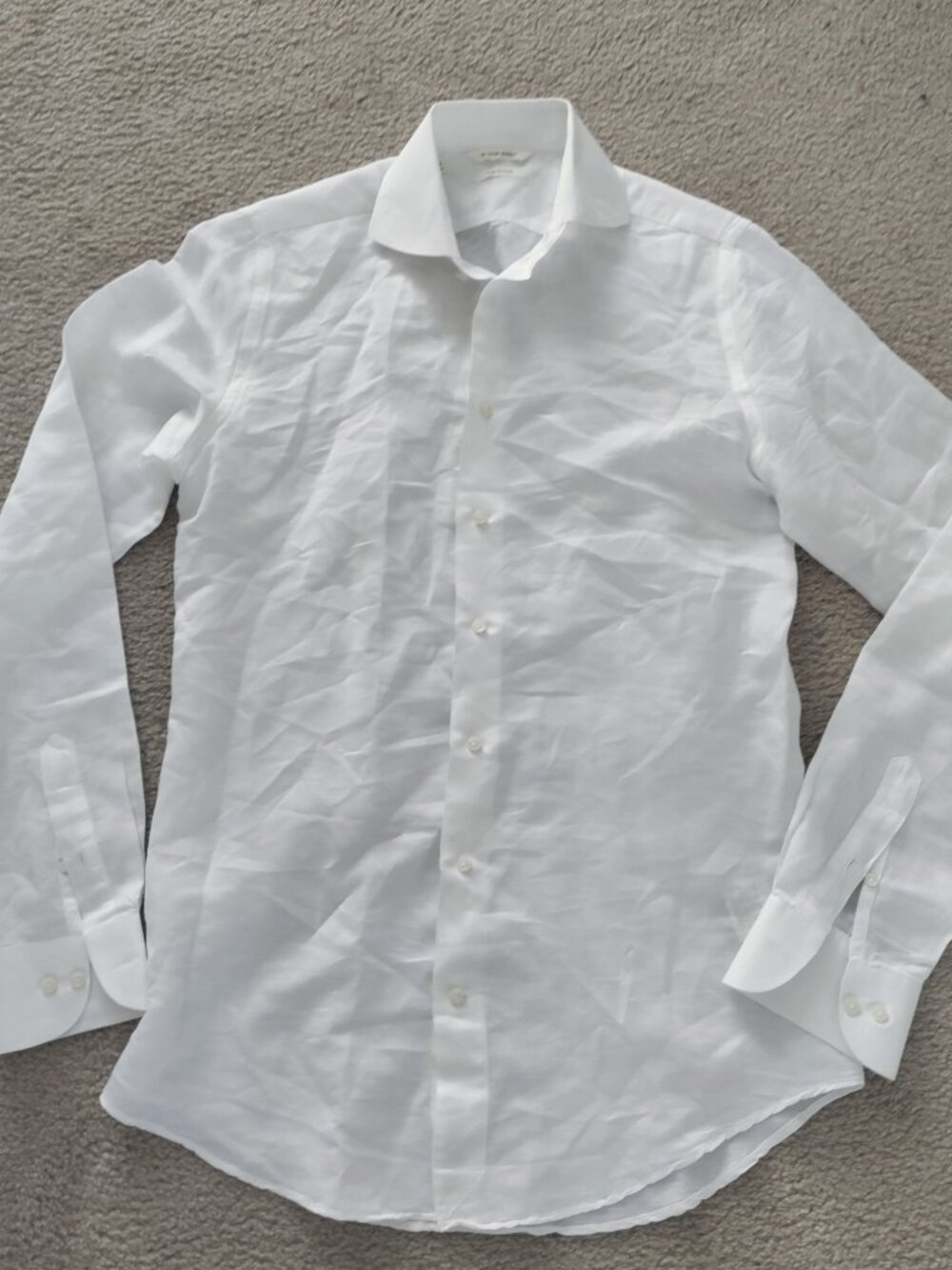 SUITSUPPLY Cotton Linen Dress Shirt M 40L 15 3/4L White Extra Slim Fit